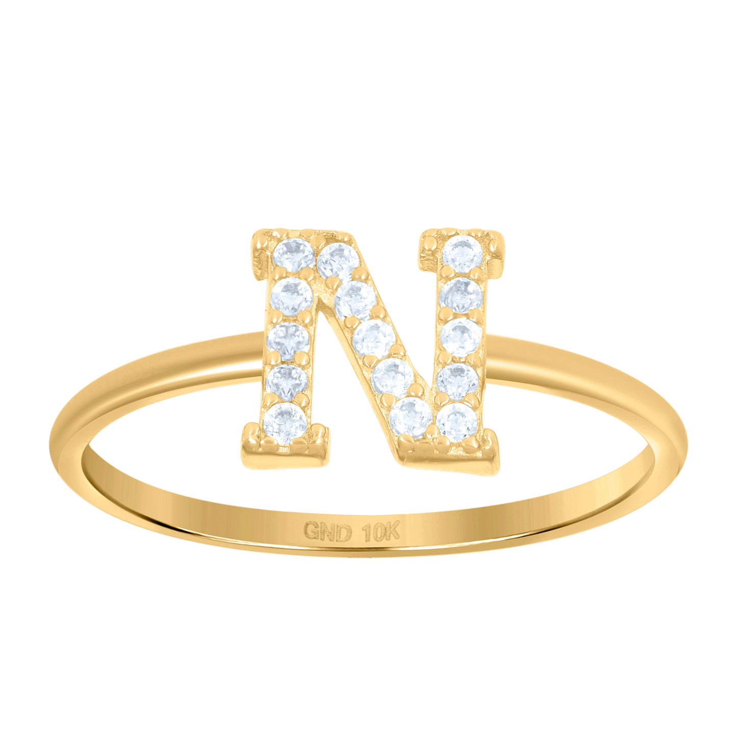 10K Yellow Gold Womens Cubic Zirconia Initial Alphabet Bridal Anniversary Engagement Wedding Ring