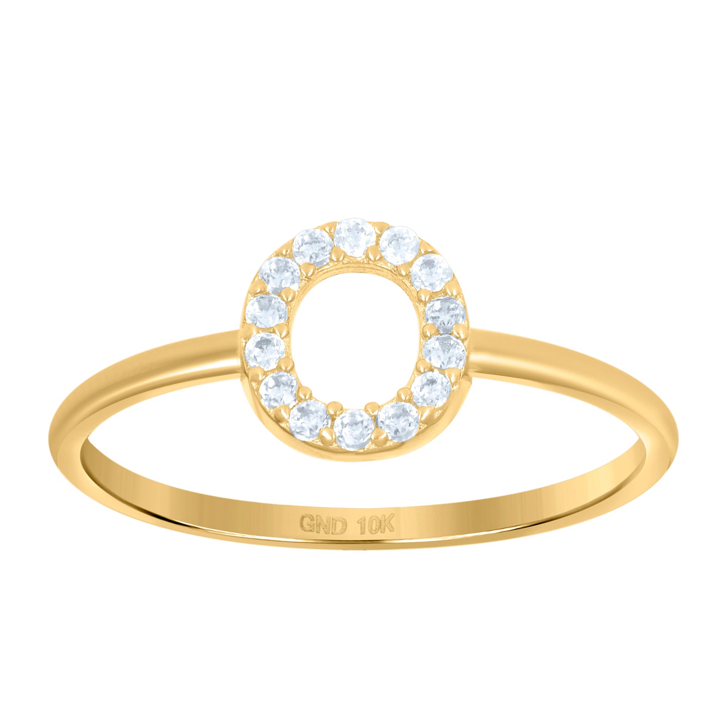 10K Yellow Gold Womens Cubic Zirconia Initial Alphabet Bridal Anniversary Engagement Wedding Ring