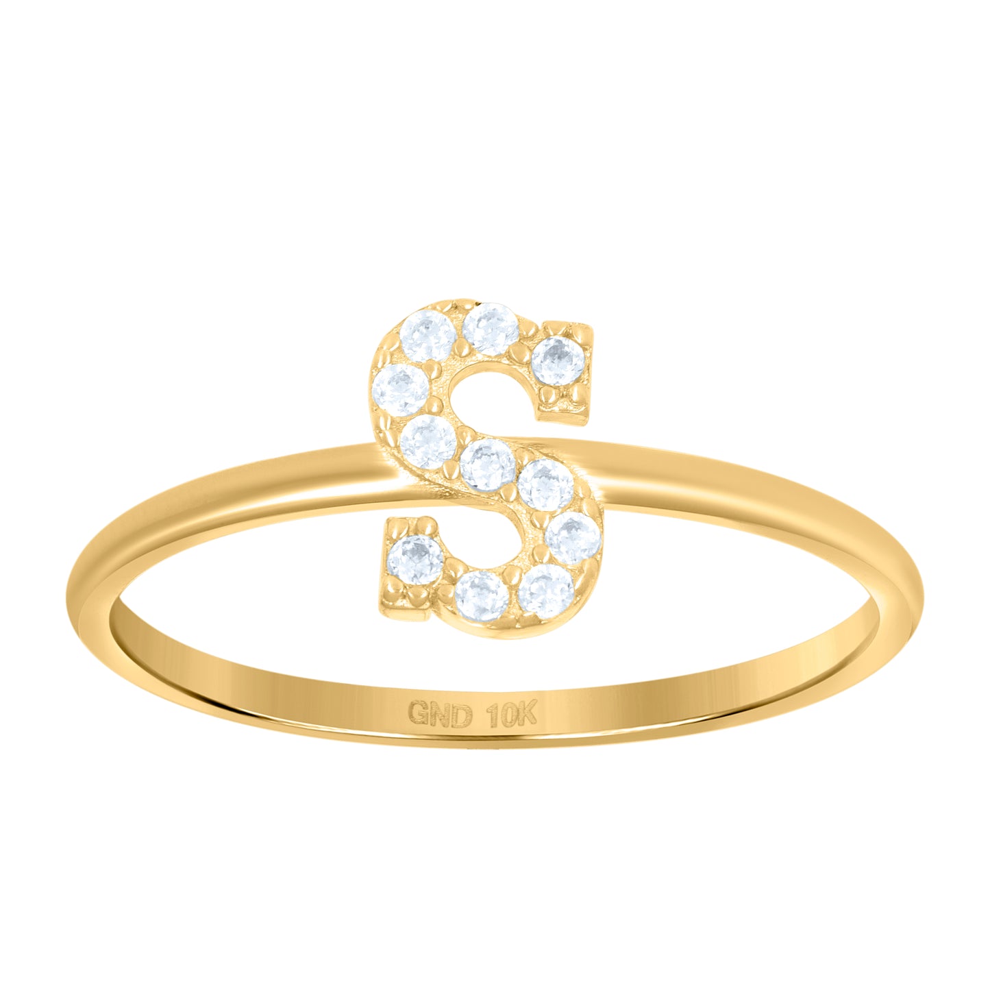 10K Yellow Gold Womens Cubic Zirconia Initial Alphabet Bridal Anniversary Engagement Wedding Ring