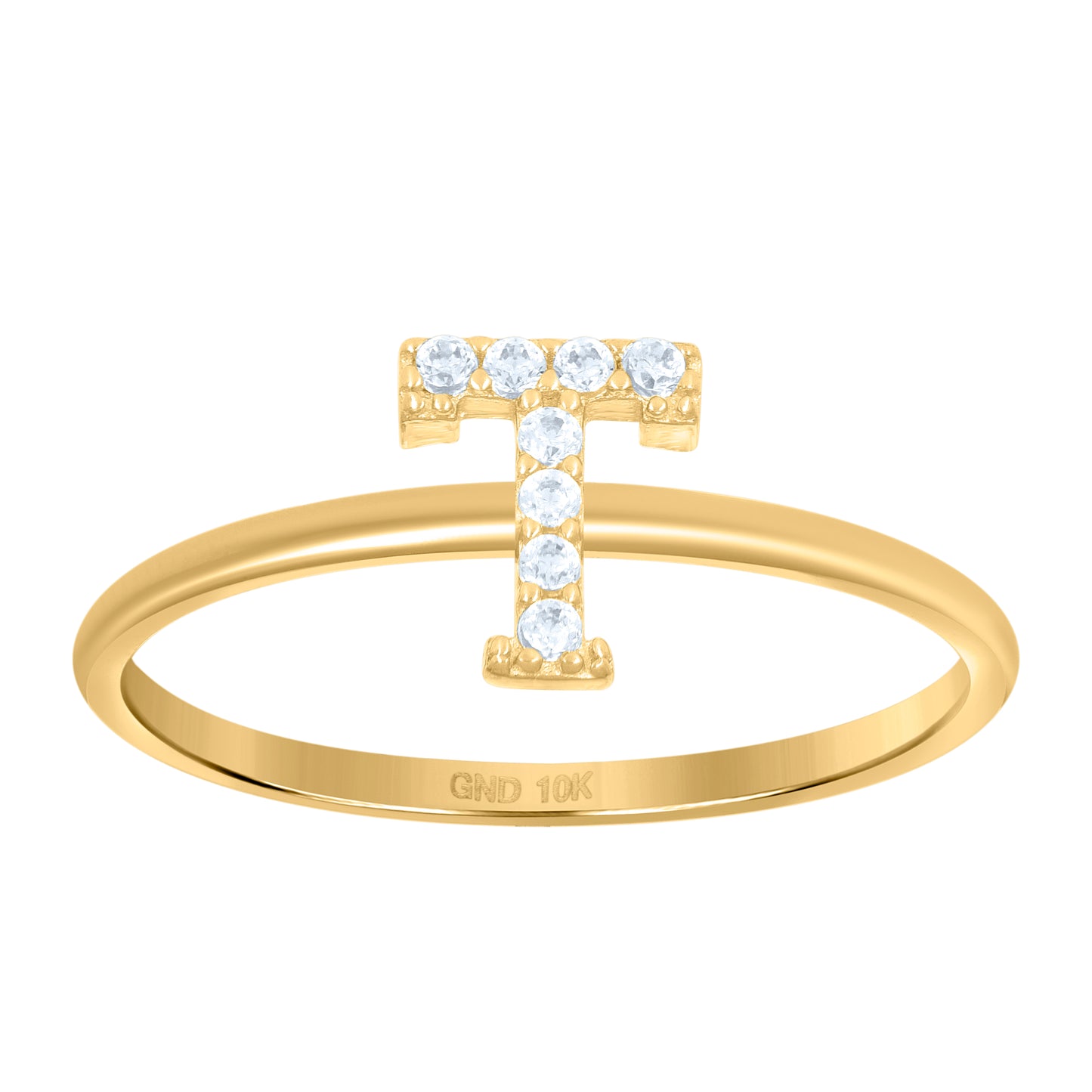 10K Yellow Gold Womens Cubic Zirconia Initial Alphabet Bridal Anniversary Engagement Wedding Ring