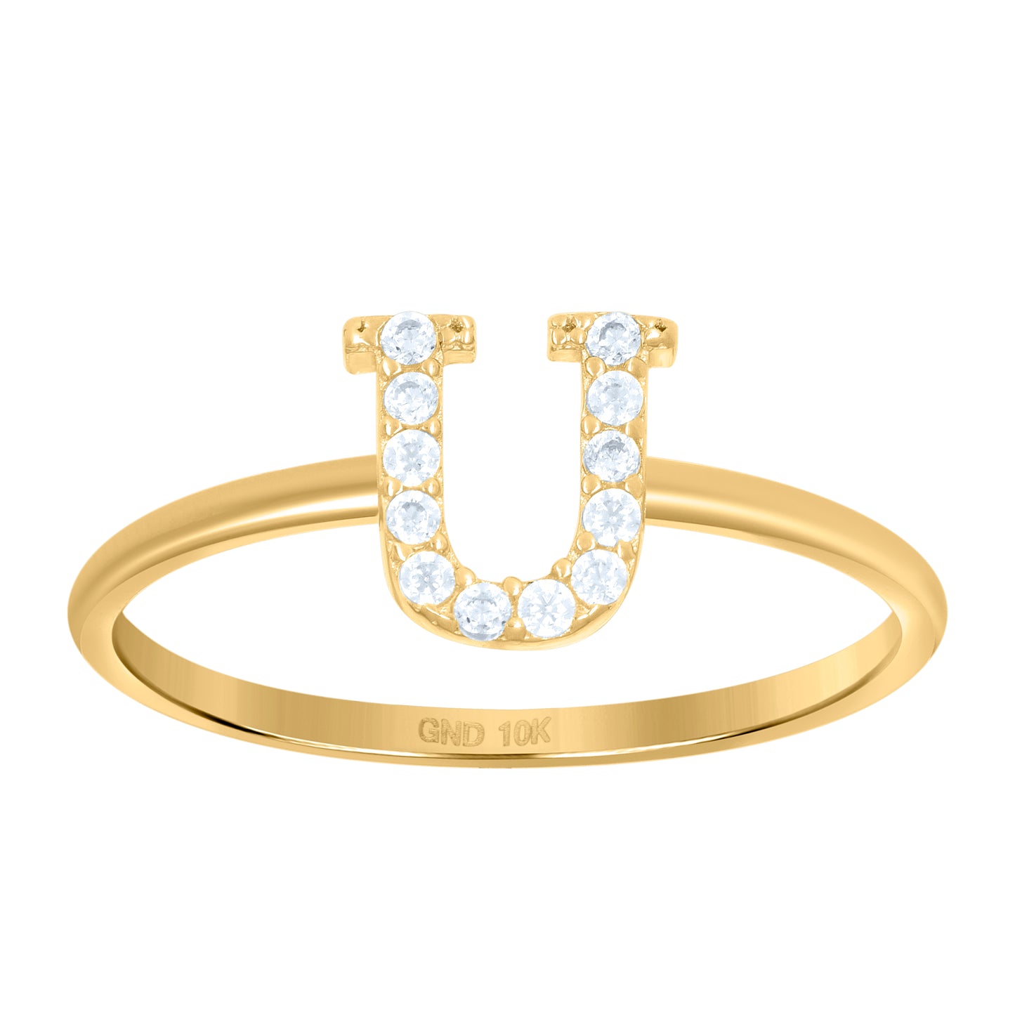 10K Yellow Gold Womens Cubic Zirconia Initial Alphabet Bridal Anniversary Engagement Wedding Ring