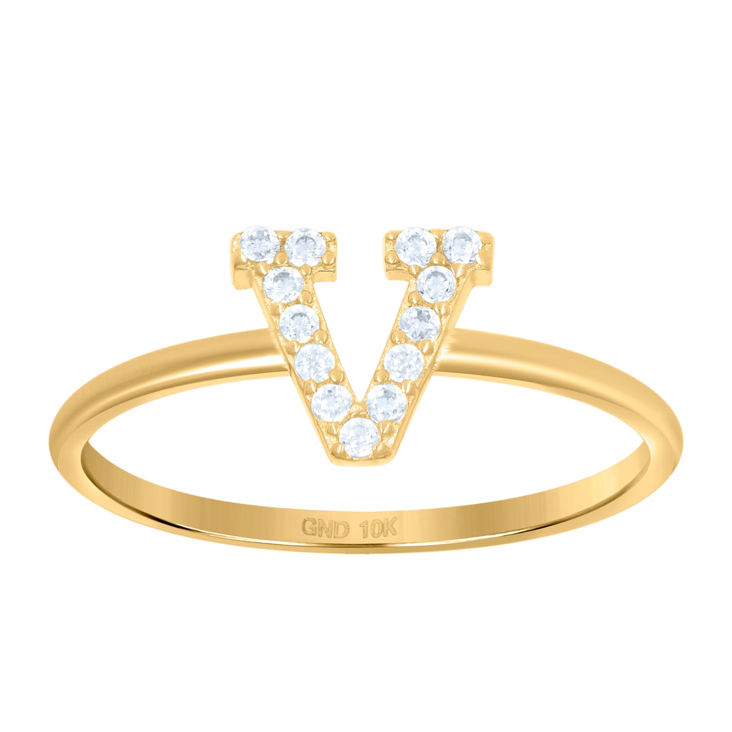 10K Yellow Gold Womens Cubic Zirconia Initial Alphabet Bridal Anniversary Engagement Wedding Ring