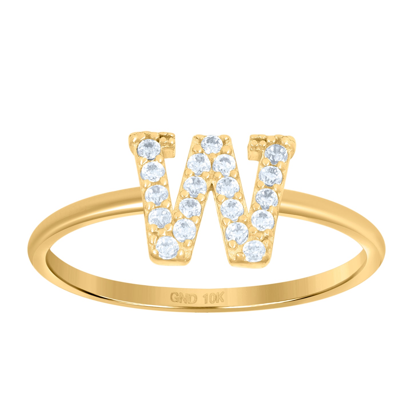 10K Yellow Gold Womens Cubic Zirconia Initial Alphabet Bridal Anniversary Engagement Wedding Ring