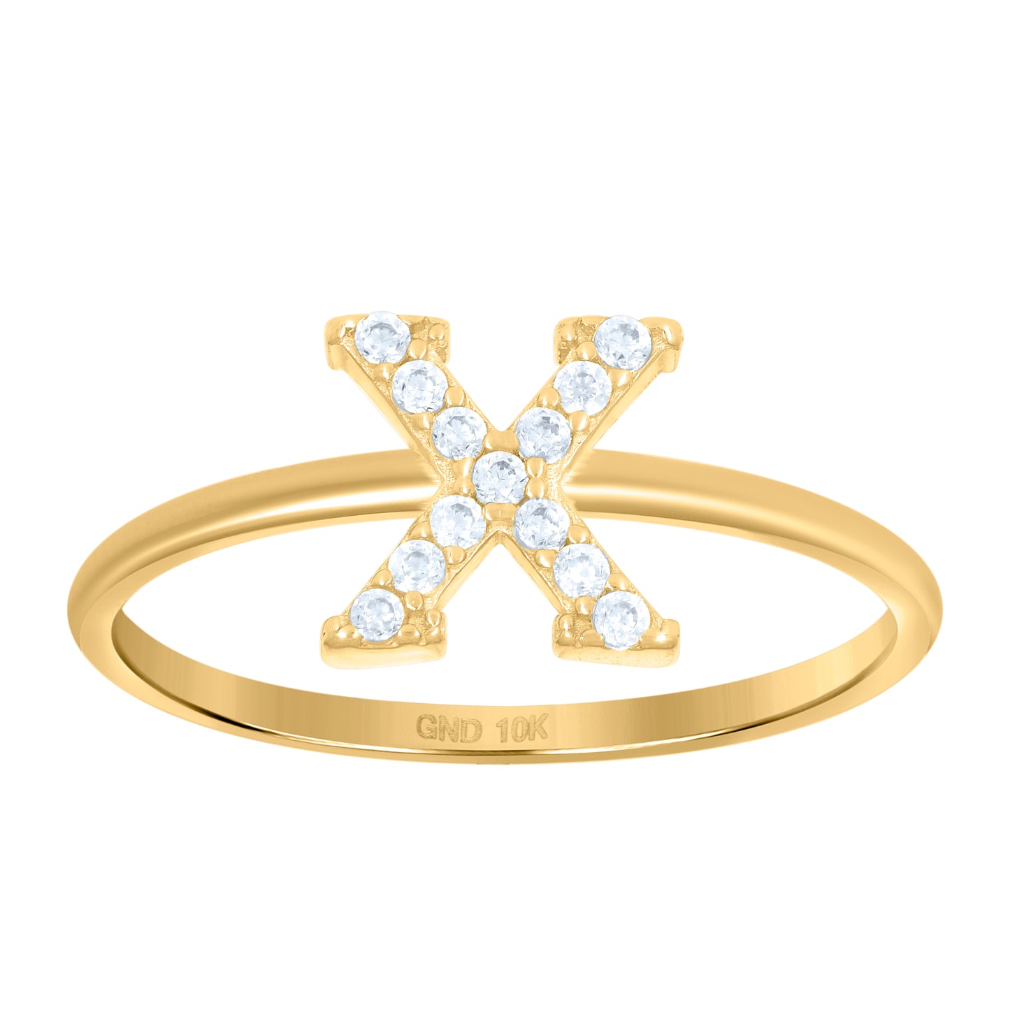 10K Yellow Gold Womens Cubic Zirconia Initial Alphabet Bridal Anniversary Engagement Wedding Ring