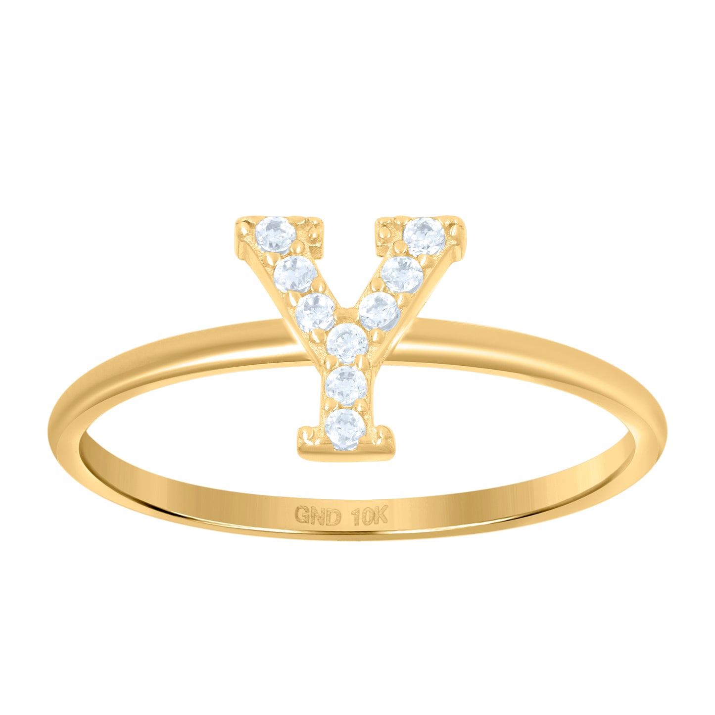 10K Yellow Gold Womens Cubic Zirconia Initial Alphabet Bridal Anniversary Engagement Wedding Ring