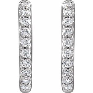 14K White Gold Pair Round Shape 1.2Mm Si1-Si2, Gh 1/3 Ctw Lab-Grown Diamond Hinged Hoop Earrings, Length: 12.6 Mm, Thickness: 1.8 Mm