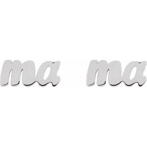 Sterling Silver 9 X 4 Mm Pair Friction Backs Included Polished Mama Earrings