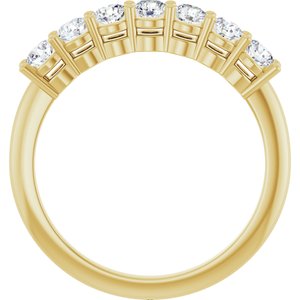 14K Yellow Gold Round 3 Mm Polished 5/8 Ctw Lab-Grown Diamond 7-Stone Anniversary Band Size 7