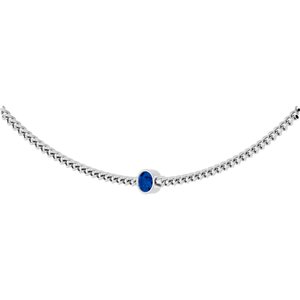 14K White Gold Round 4 Mm Lab-Grown Blue Sapphire Solitaire Necklace, Length: 16 In