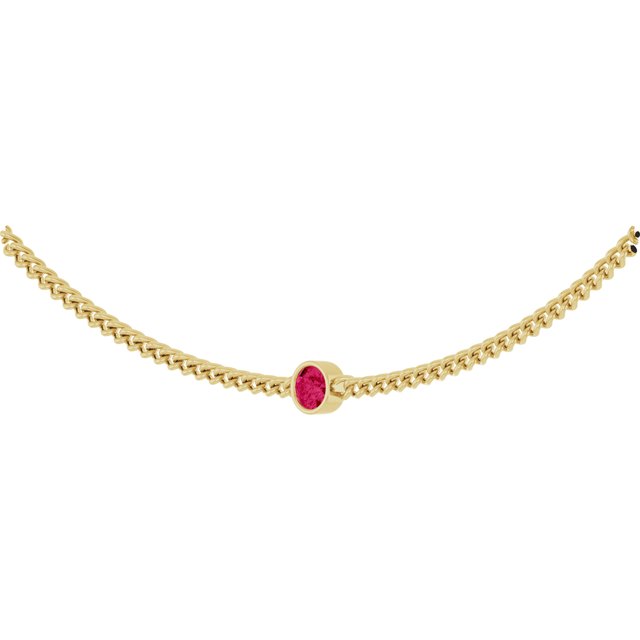 14K Yellow Gold Round 4 Mm 16 In Polished Natural Pink Spinel Solitaire Necklace