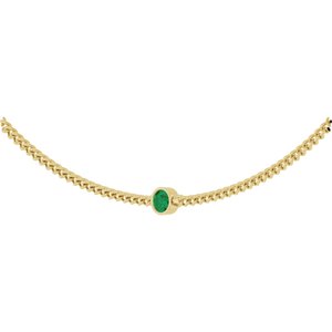14K Yellow Gold Round 4 Mm Lab-Grown Emerald Solitaire Necklace, Length: 16 In