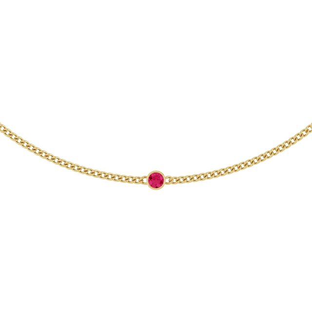 14K Yellow Gold Round 4 Mm 16 In Polished Natural Pink Spinel Solitaire Necklace