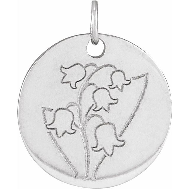 14K Yellow Gold Or Sterling Silver Polished Birth Flower Pendant