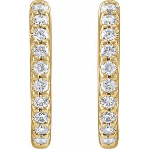 14K Yellow Gold Pair Round Shape 1.2Mm Si1-Si2, Gh 1/3 Ctw Lab-Grown Diamond Hinged Hoop Earrings, Length: 12.6 Mm, Thickness: 1.8 Mm