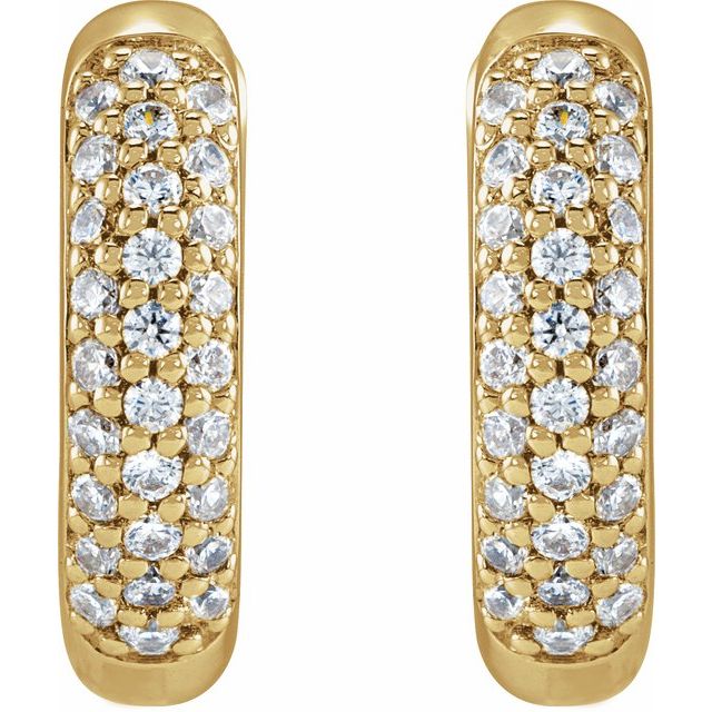 14K Yellow Gold Round 12 Mm 3.1 Mm 1Mm Si1-Si2, Gh Pair Hinged Polished 1/4 Ctw Lab-Grown Diamond Hinged Hoop Earrings