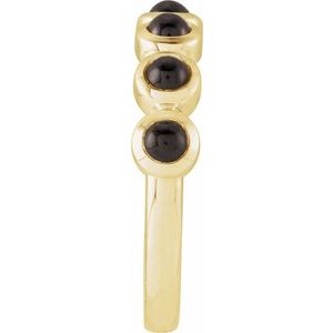 14K Yellow Gold Round 3 Mm Polished Natural Onyx Bezel-Set Cabochon Stackable Ring Size 7