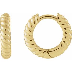 14K Yellow Gold Or Sterling Silver Hinged Polished Rope Huggie Earring, Length: 12.01 Mm, Thickness: 2.61 Mm