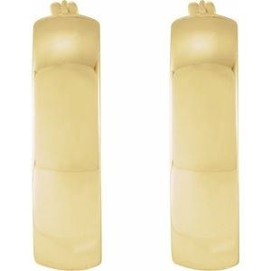 14K Yellow Gold Pair Hoop Earrings, Length: 20 Mm, Thickness: 6 Mm