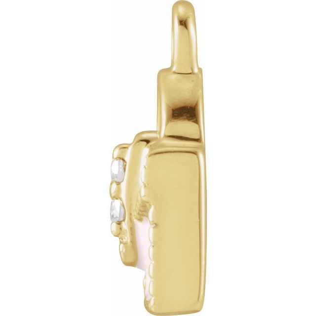 14K Yellow Or White Or Rose Gold Round1Mm Si1-Si2, G-H 8.97 X 6.7 Mm Polished Petite Pave .01 Ctw Natural Diamond Enamel Purse Dangle