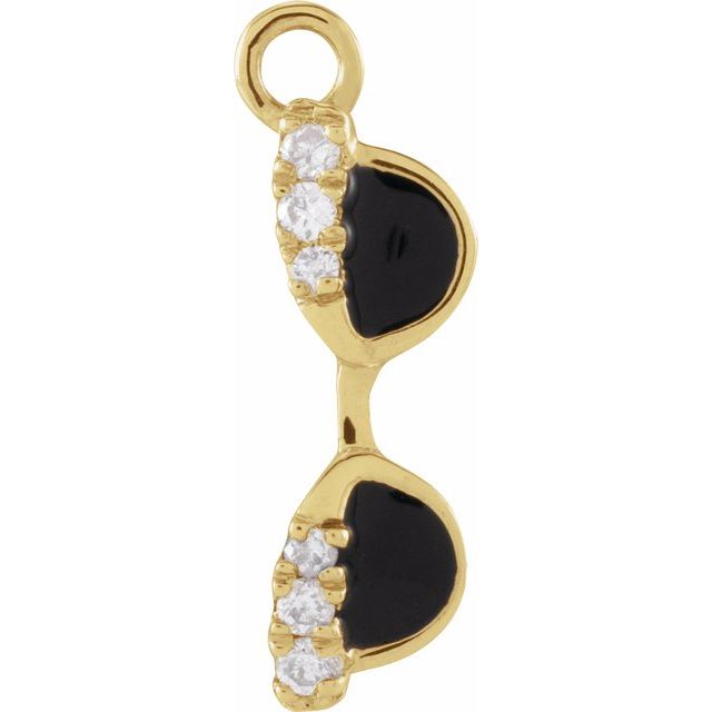 14K Yellow Or White Or Rose Gold Round.9Mm Si1-Si2, G-H 10.2 X 3.27 Mm Polished Petite Pave .02 Ctw Natural Diamond Enamel Sunglasses Dangle