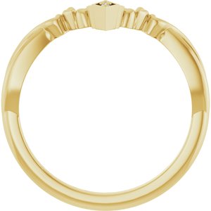 14K Yellow Gold Round 1 Mm .01 Ctw Natural Diamond Contour Band Size 7