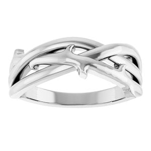 14K White Gold Polished Criss Cross Ring Size 7