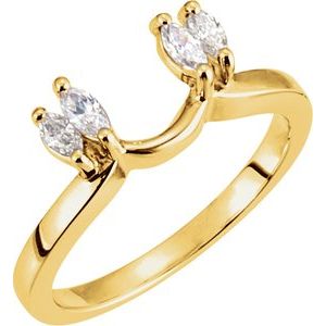 14K Yellow Gold Marquise 4 X 2 Mm 1/4 Ctw Natural Diamond Ring Guard Size 6