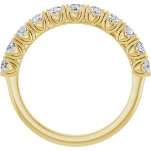 14K Yellow Gold Round 2.5 Mm Polished 5/8 Ctw Lab-Grown Diamond Anniversary Band Size 7