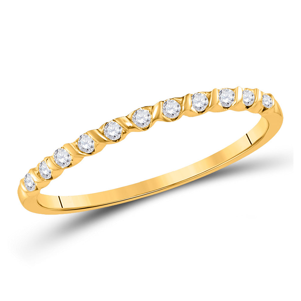 10K Yellow Or Rose Gold Womens Round Diamond Stackable Band Ring , Womens Size: 5-10