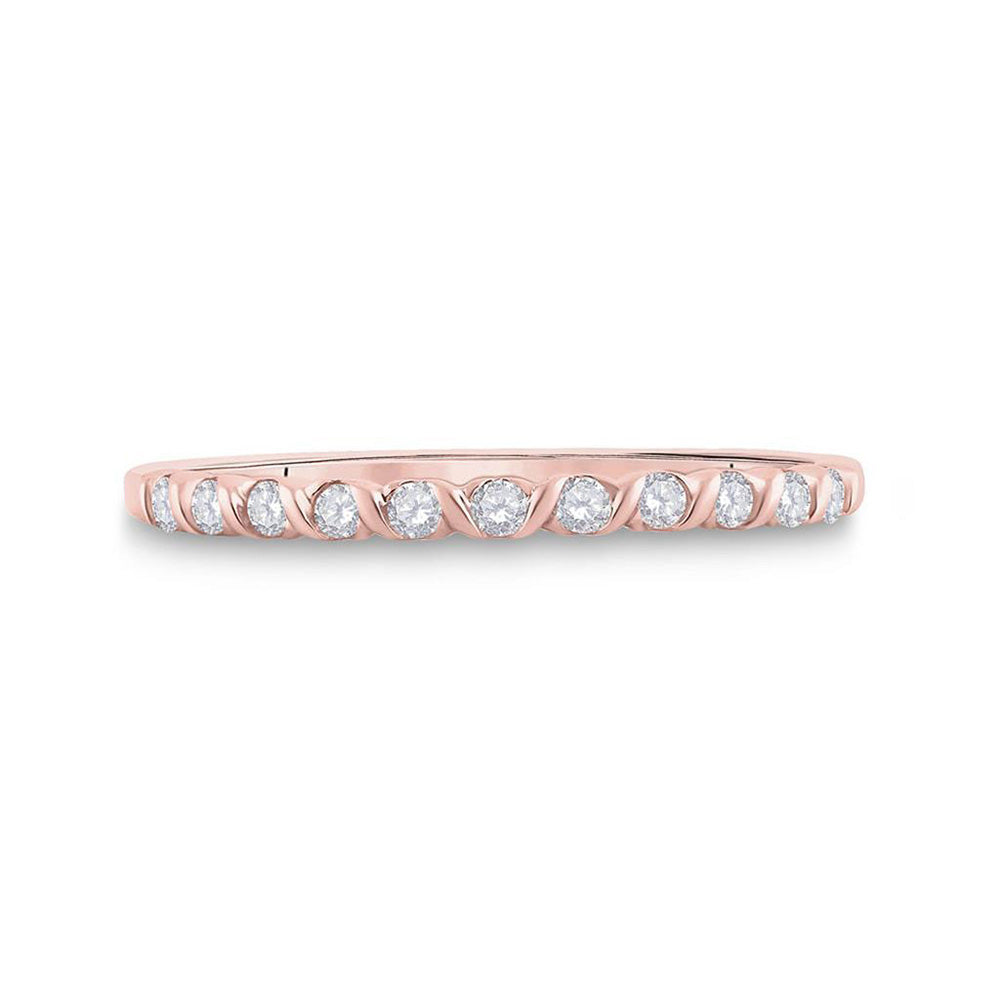 10K Yellow Or Rose Gold Womens Round Diamond Stackable Band Ring , Womens Size: 5-10