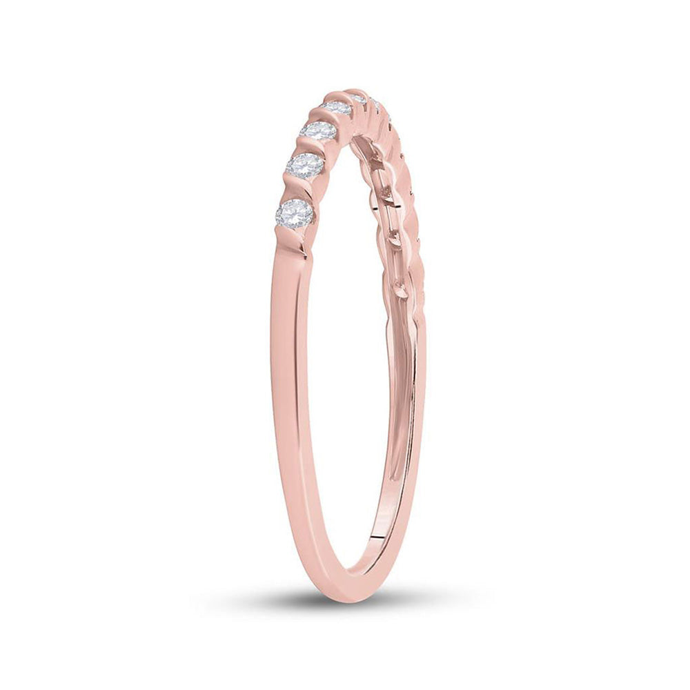 10K Yellow Or Rose Gold Womens Round Diamond Stackable Band Ring , Womens Size: 5-10
