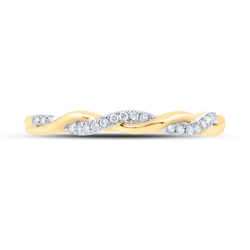 10K White Or Yellow Gold Womens Round Diamond Twist Stackable Band Ring , Womens Size: 5-10
