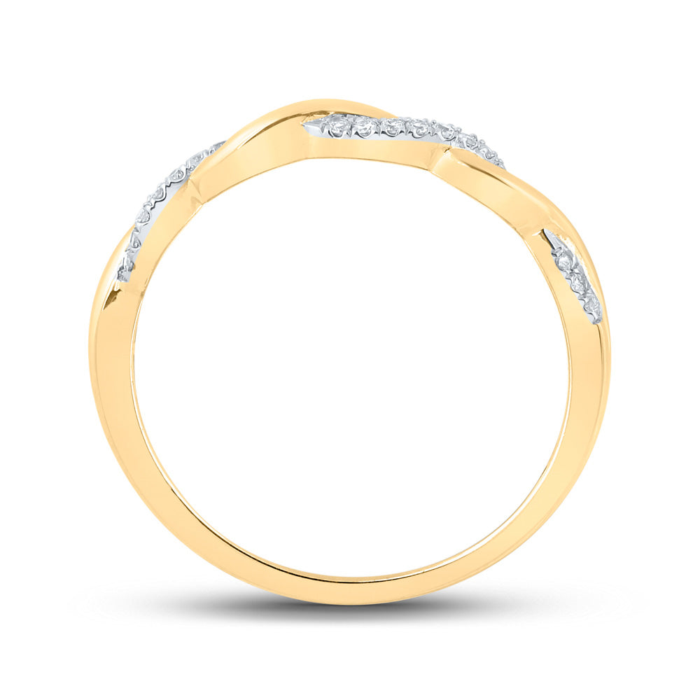 10K White Or Yellow Gold Womens Round Diamond Twist Stackable Band Ring , Womens Size: 5-10