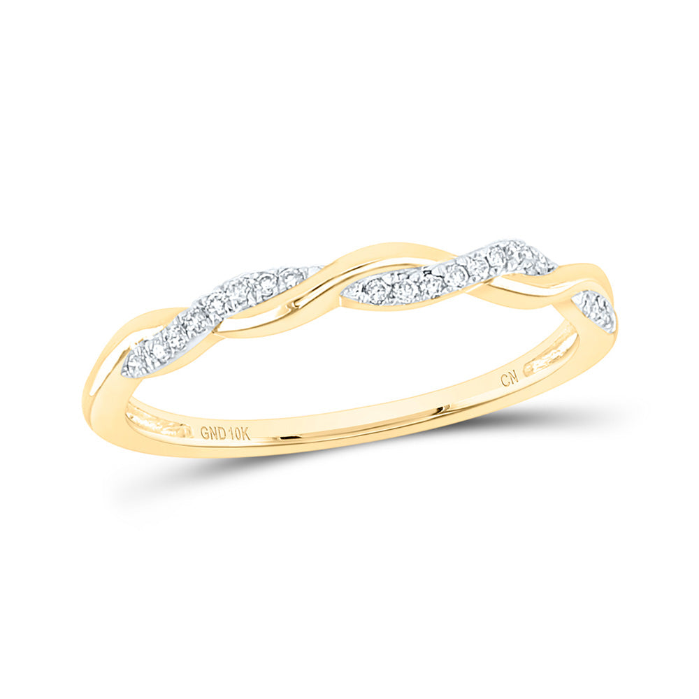 10K White Or Yellow Gold Womens Round Diamond Twist Stackable Band Ring , Womens Size: 5-10