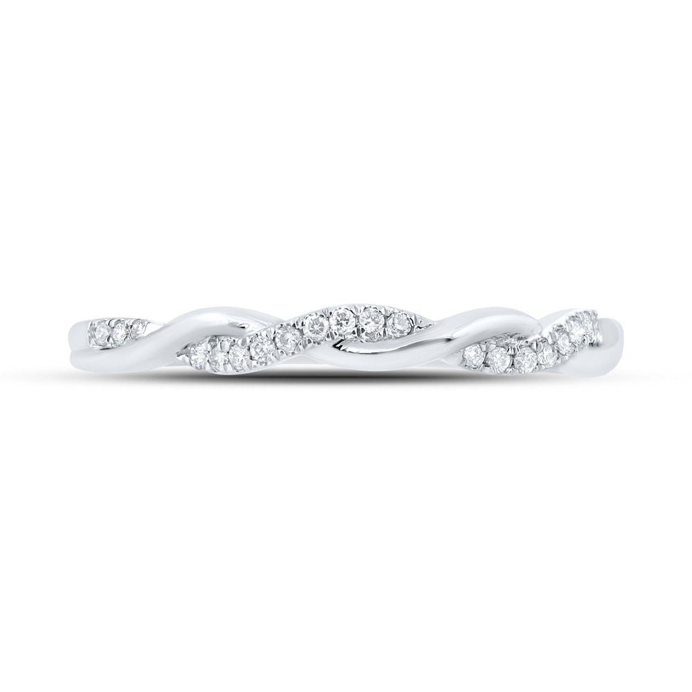 10K White Or Yellow Gold Womens Round Diamond Twist Stackable Band Ring , Womens Size: 5-10