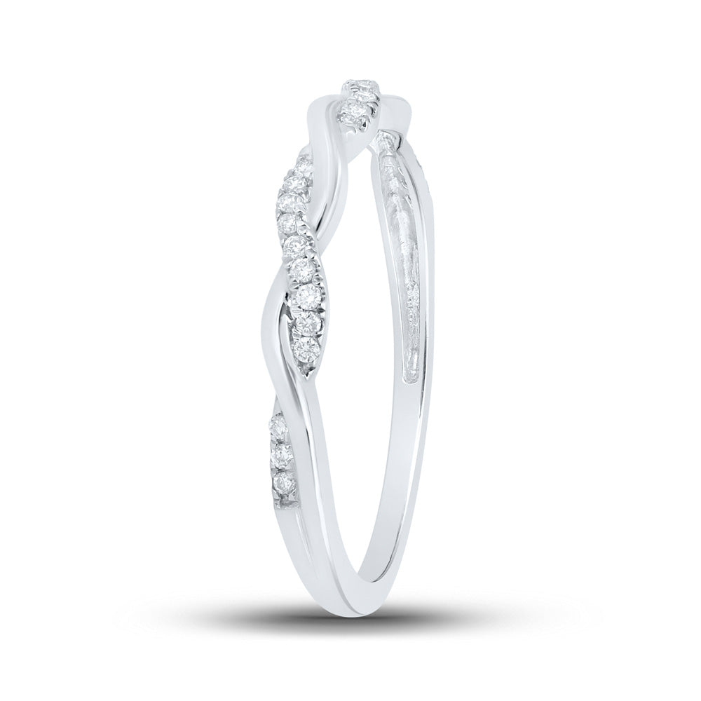 10K White Or Yellow Gold Womens Round Diamond Twist Stackable Band Ring , Womens Size: 5-10