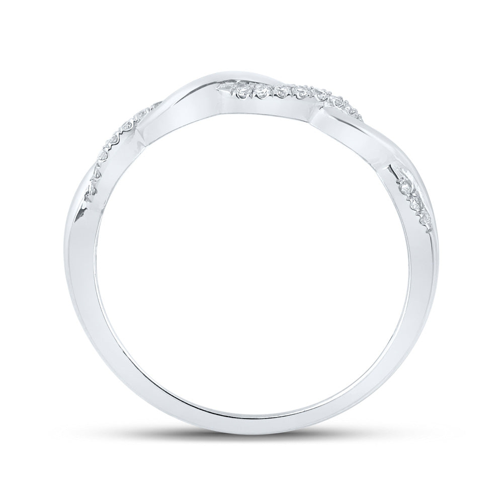 10K White Or Yellow Gold Womens Round Diamond Twist Stackable Band Ring , Womens Size: 5-10