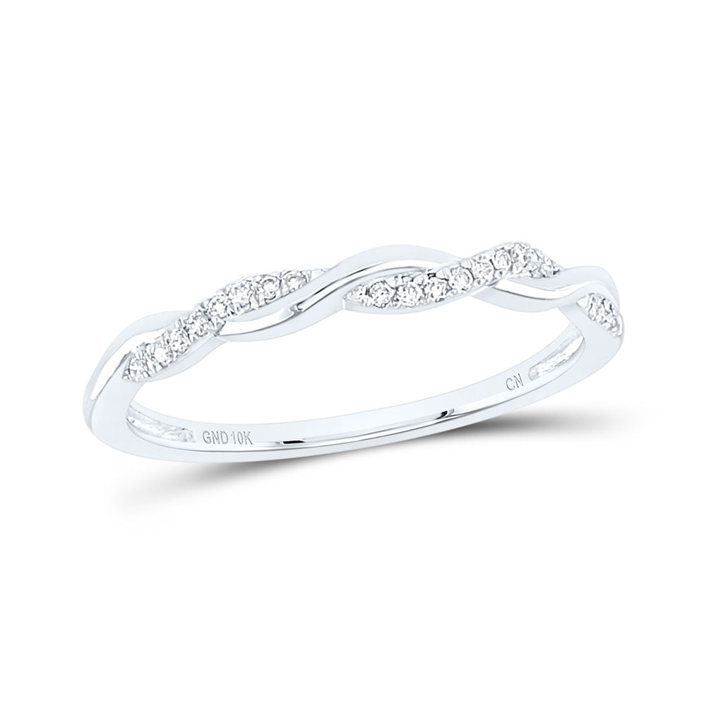 10K White Or Yellow Gold Womens Round Diamond Twist Stackable Band Ring , Womens Size: 5-10