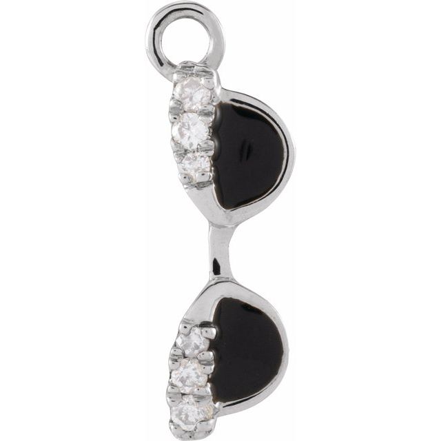 14K Yellow Or White Or Rose Gold Round.9Mm Si1-Si2, G-H 10.2 X 3.27 Mm Polished Petite Pave .02 Ctw Natural Diamond Enamel Sunglasses Dangle