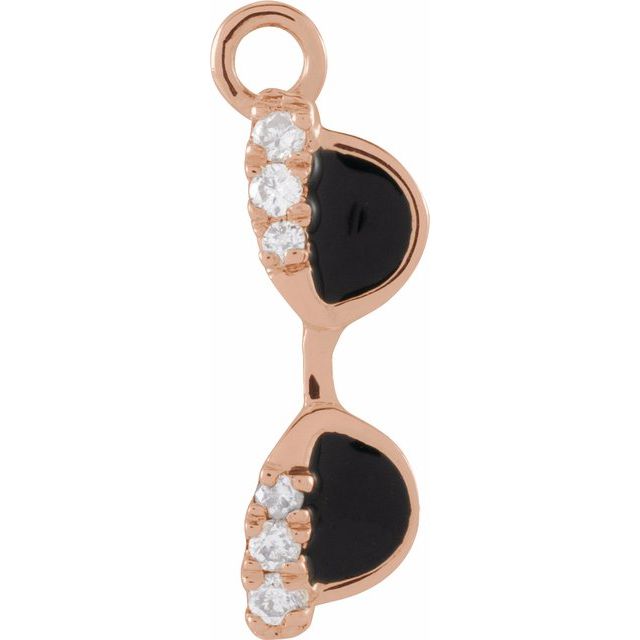 14K Yellow Or White Or Rose Gold Round.9Mm Si1-Si2, G-H 10.2 X 3.27 Mm Polished Petite Pave .02 Ctw Natural Diamond Enamel Sunglasses Dangle