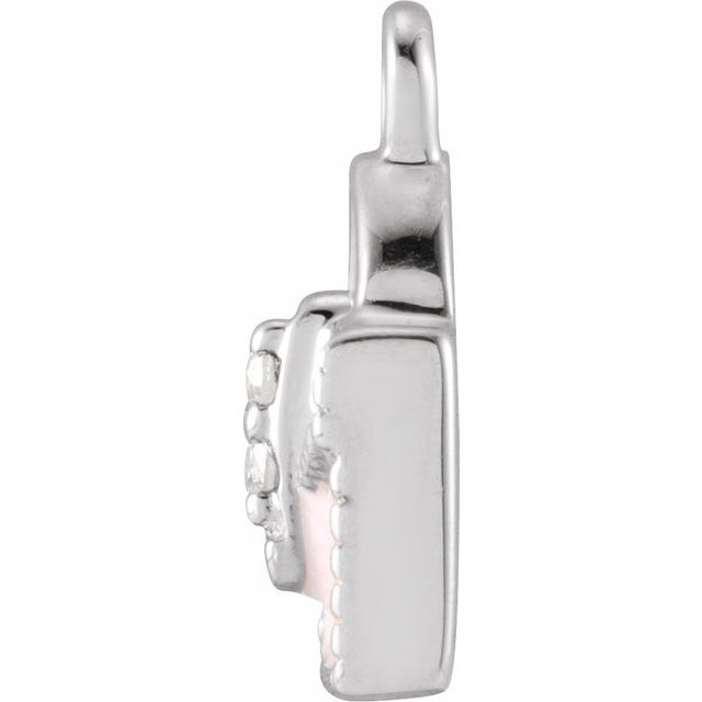 14K Yellow Or White Or Rose Gold Round1Mm Si1-Si2, G-H 8.97 X 6.7 Mm Polished Petite Pave .01 Ctw Natural Diamond Enamel Purse Dangle