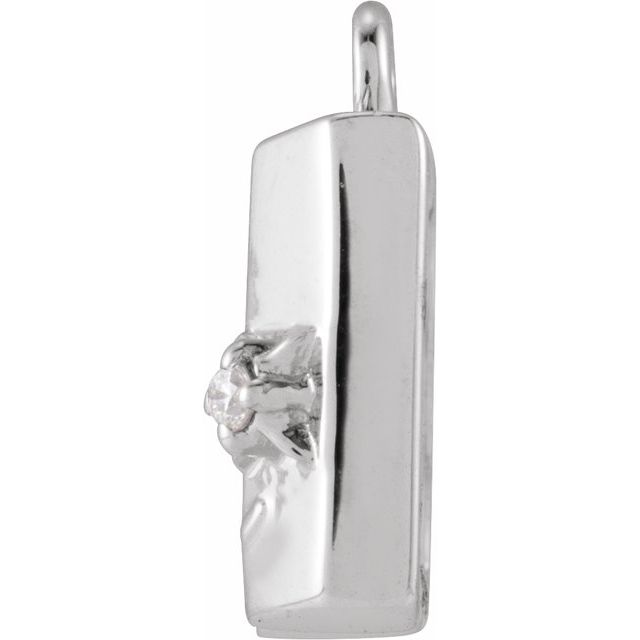 14K Yellow Or White Or Rose Gold Round1.1Mm Si1-Si2, G-H 9.92 X 8.5 Mm Polished Petite Pave .006 Ct Natural Diamond Map Dangle