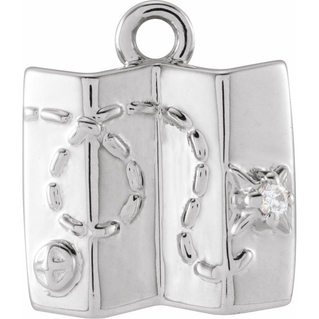 14K Yellow Or White Or Rose Gold Round1.1Mm Si1-Si2, G-H 9.92 X 8.5 Mm Polished Petite Pave .006 Ct Natural Diamond Map Dangle