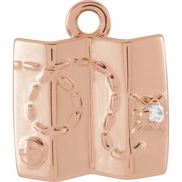 14K Yellow Or White Or Rose Gold Round1.1Mm Si1-Si2, G-H 9.92 X 8.5 Mm Polished Petite Pave .006 Ct Natural Diamond Map Dangle