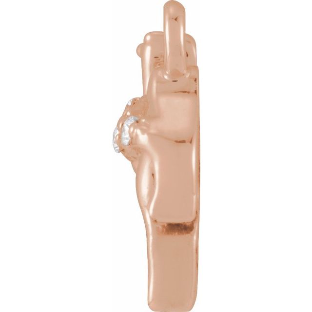 14K Yellow Or White Or Rose Gold Round.8Mm Si1-Si2, G-H 9.5 X 7.75 Mm Polished Petite Pave .015 Ctw Natural Diamond Camel Dangle