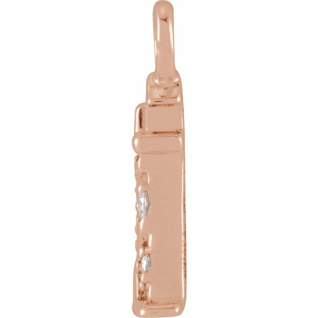 14K Yellow Or White Or Rose Gold Round.8Mm Si1-Si2, G-H 9.02 X 4.72 Mm Polished Petite Pave .02 Ctw Natural Diamond Lighthouse Dangle