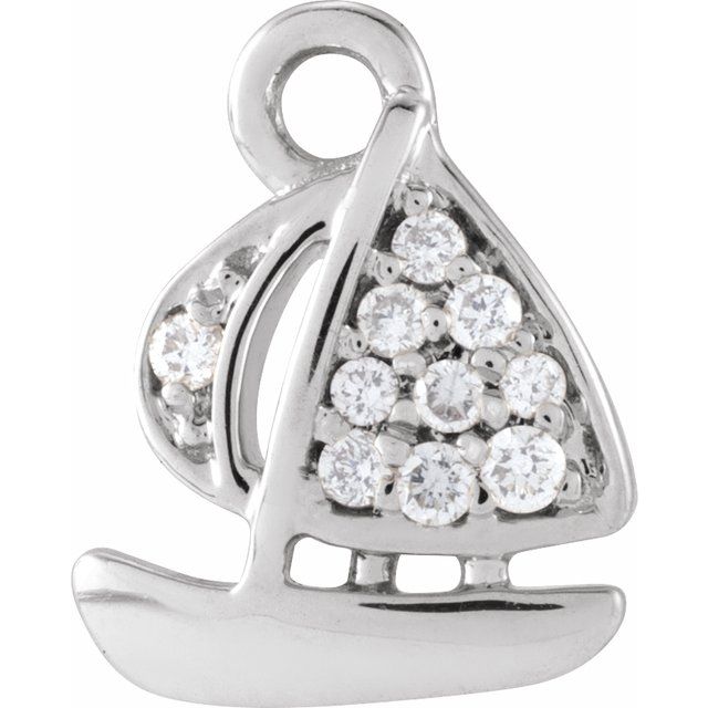 14K Yellow Or White Or Rose Gold Round1.9Mm Si1-Si2, G-H 8.35 X 6.7 Mm Polished .03 Ctw Natural Diamond Sailboat Dangle
