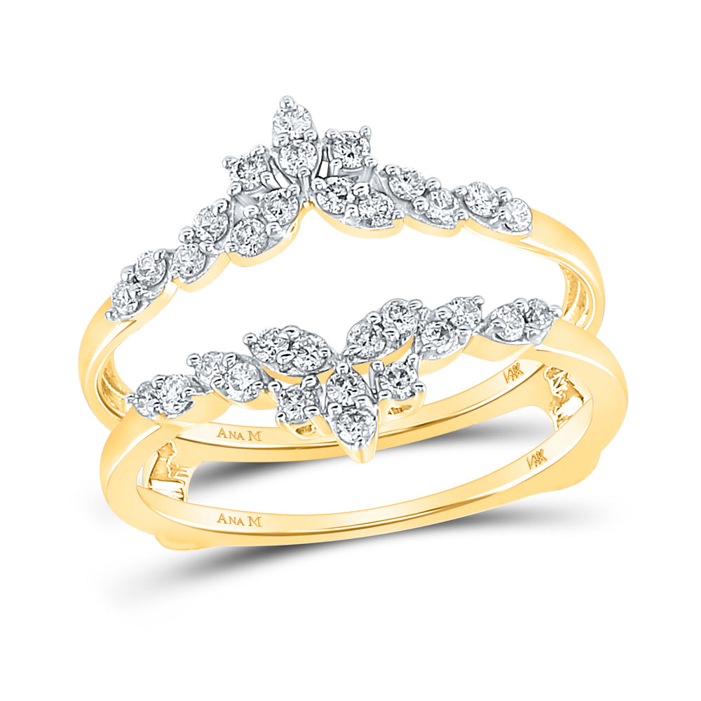 14K Yellow Or White Gold Womens Round Diamond Fashion Wrap Ring Guard Enhancer 1/3 Cttw, Womens Size: 5-10