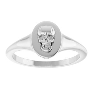 Sterling Silver 9.5 X 7.1 Mm Polished Skull Signet Ring Size 7