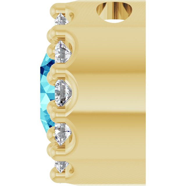 14K Yellow Or White Or Rose Gold Round I1, G-H Polished Natural Gemstone And Natural Diamond Halo-Style Pendant
